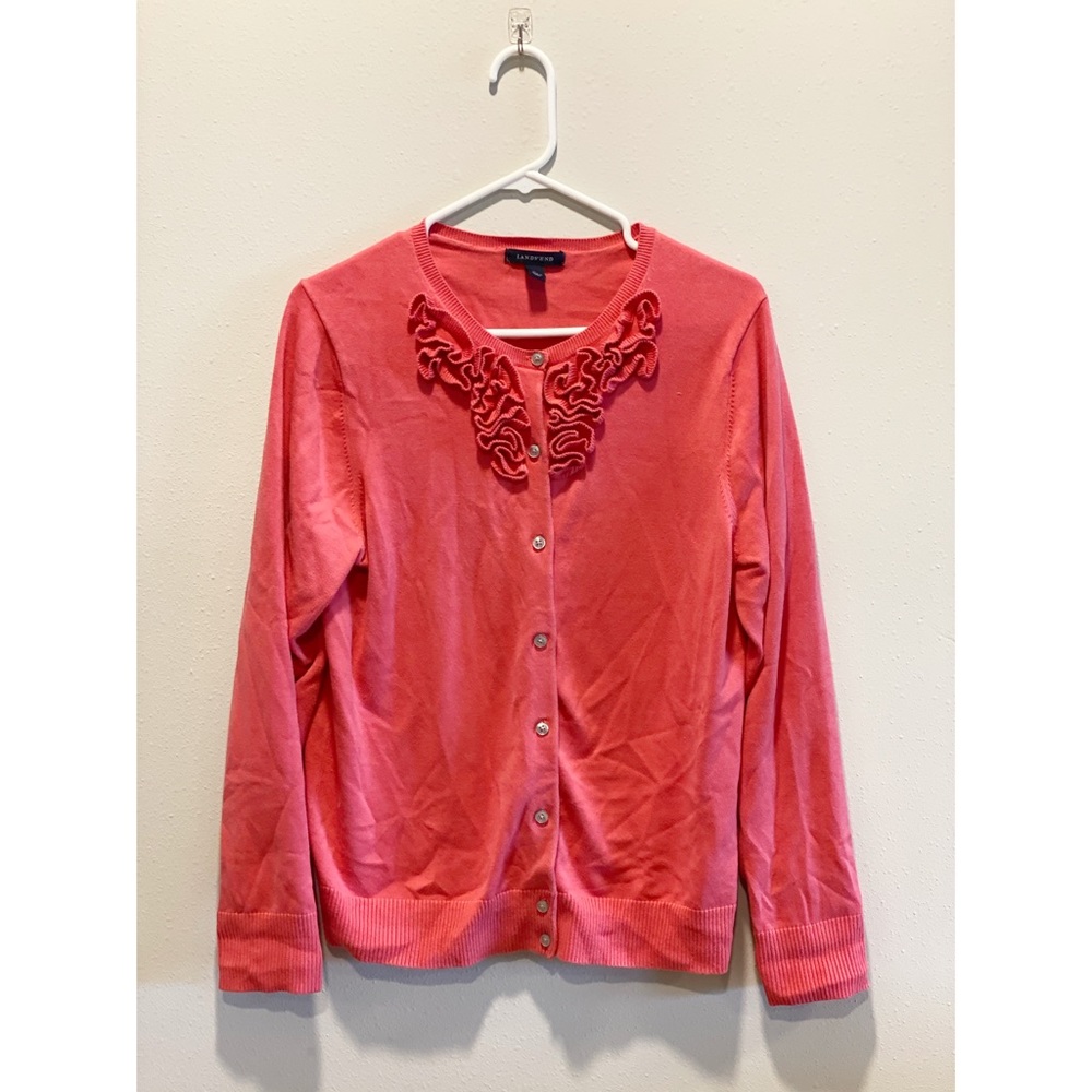 Lands’ End Rose Embroidered Cardigan